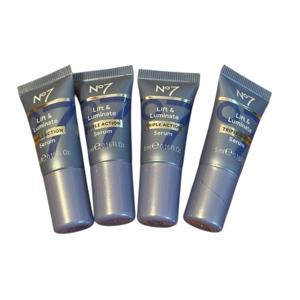 No7 Lift & Luminate Triple Action Serum Travel Size 5ml Lot of 4 Anti-Aging